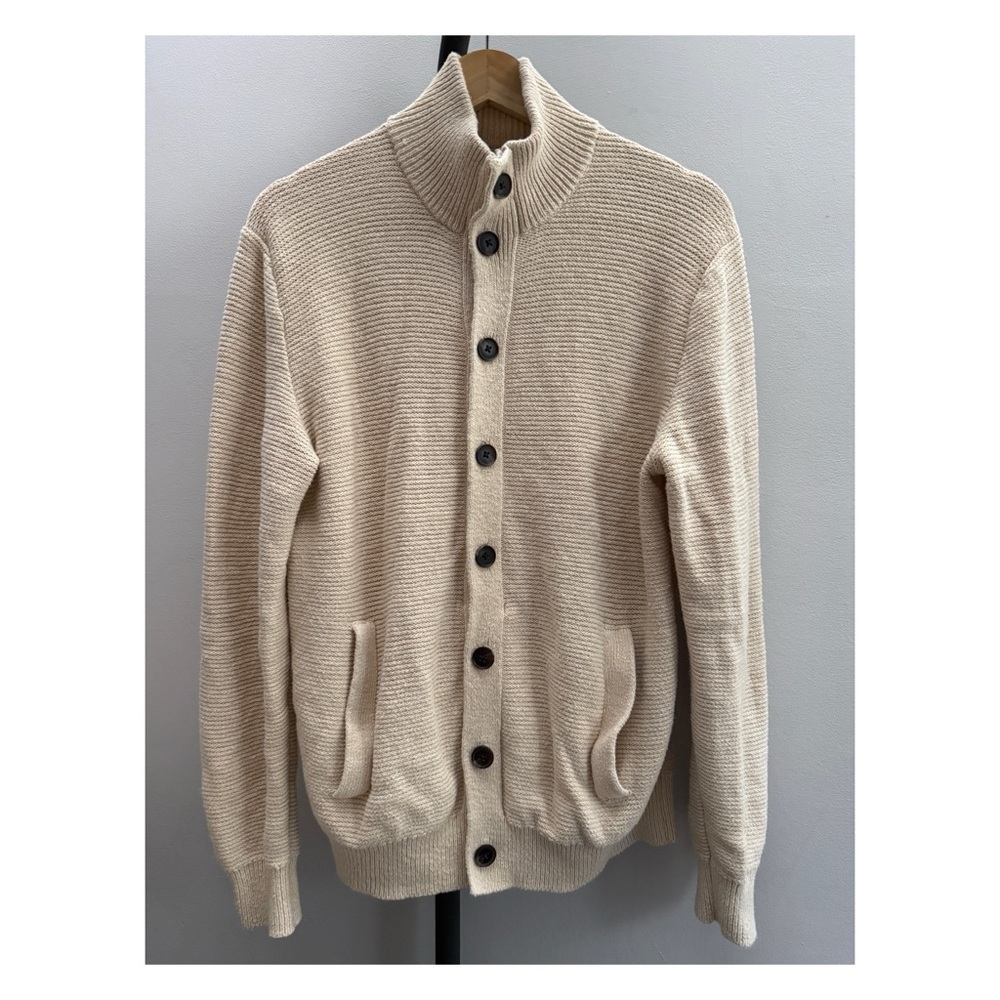 Banana Republic Men's Oatmeal Button-Up Sweater Jacket